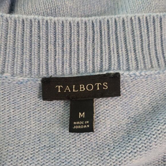 Talbots Women's Sweater Medium Light Blue Wool Cashmere Soft Knit Blend - Picture 8 of 9